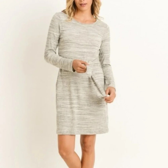 Gilli Dress Heather Gray Tie Waist Long Sleeve NWT - Picture 3 of 8